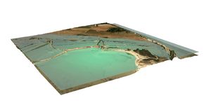 Visualisation en 3 dimensions d'une simulation d'exposition à la submersion (plan d'eau fixe), cas du relief naturel.jpg