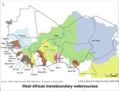 Fig 1 Trans-boundary watercourses in West Africa (Atlas, 2010)